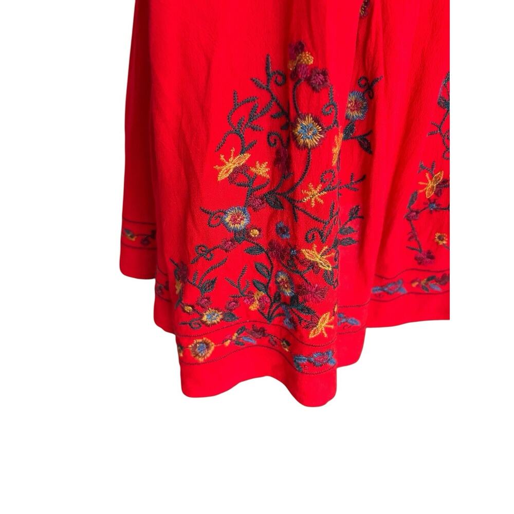 Umgee Long Sleeve Floral Embroidered Top Red Womens Size Large - Picture 3 of 7